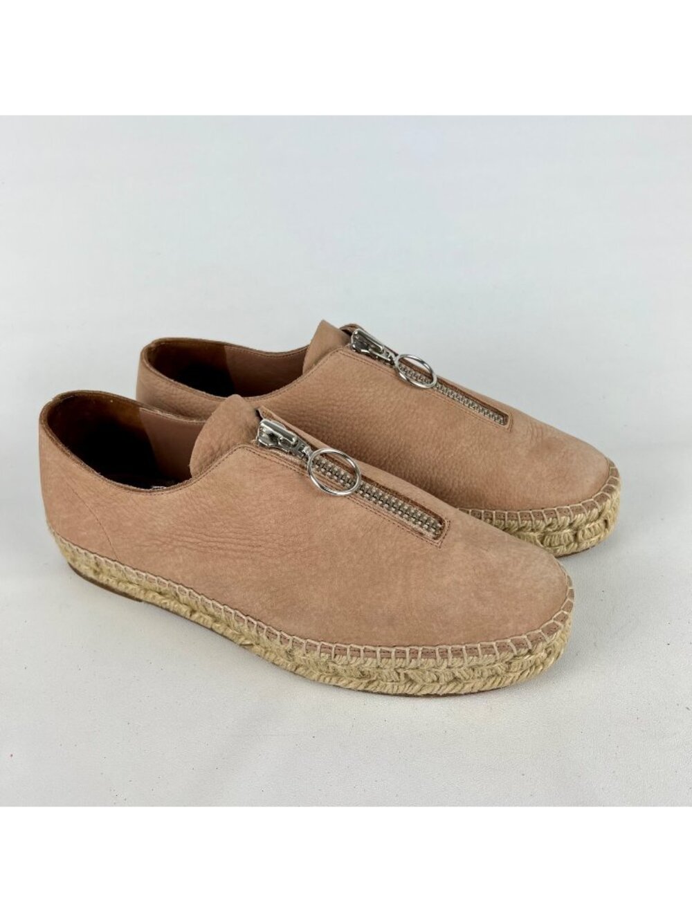 Alexander Wang Womens Devon Zip Espadrille Flats Blush Tan Leather size 39 US 9